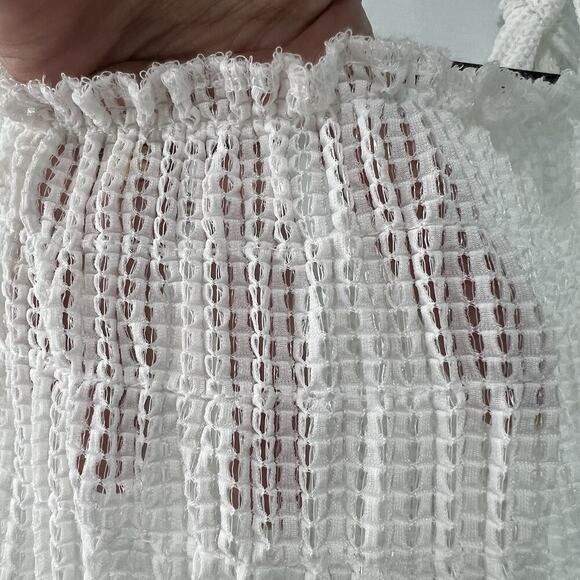 Venus Crochet Mesh Jumpsuit Swim Coverup Size Medium White Stretch Wide Leg - Picture 3 of 10